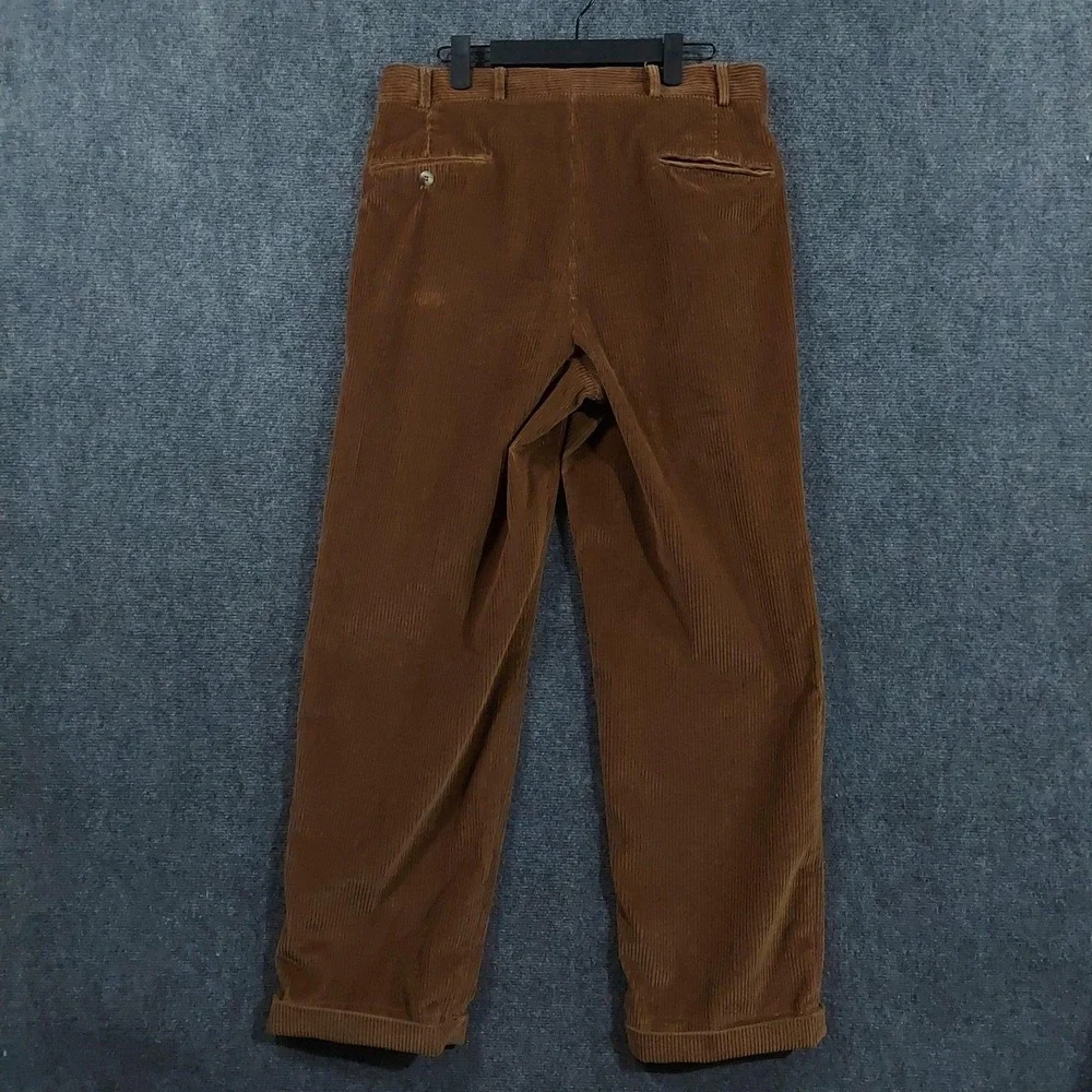 Vintage Brooks Brothers Pants Mens 32x30 Brown Corduroy Pleated Cuffed USA